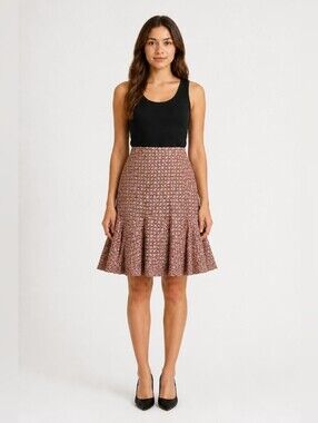 Ruby Rd. 16 Red and Cream Geometric Circle Skirt Lined